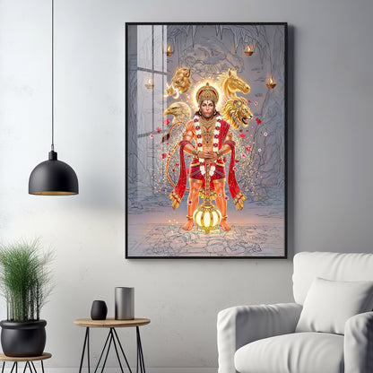 Hindu Deity Panchmukhi Hanuman Premium Acrylic Vertical Wall Art