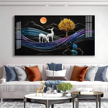 Tidal Deer Harmony Premium Acrylic Horizontal Wall Art