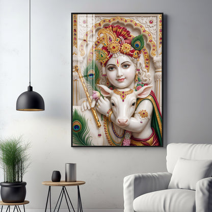 Blessings Of Bal krishna Premium Acrylic Vertical Wall Art