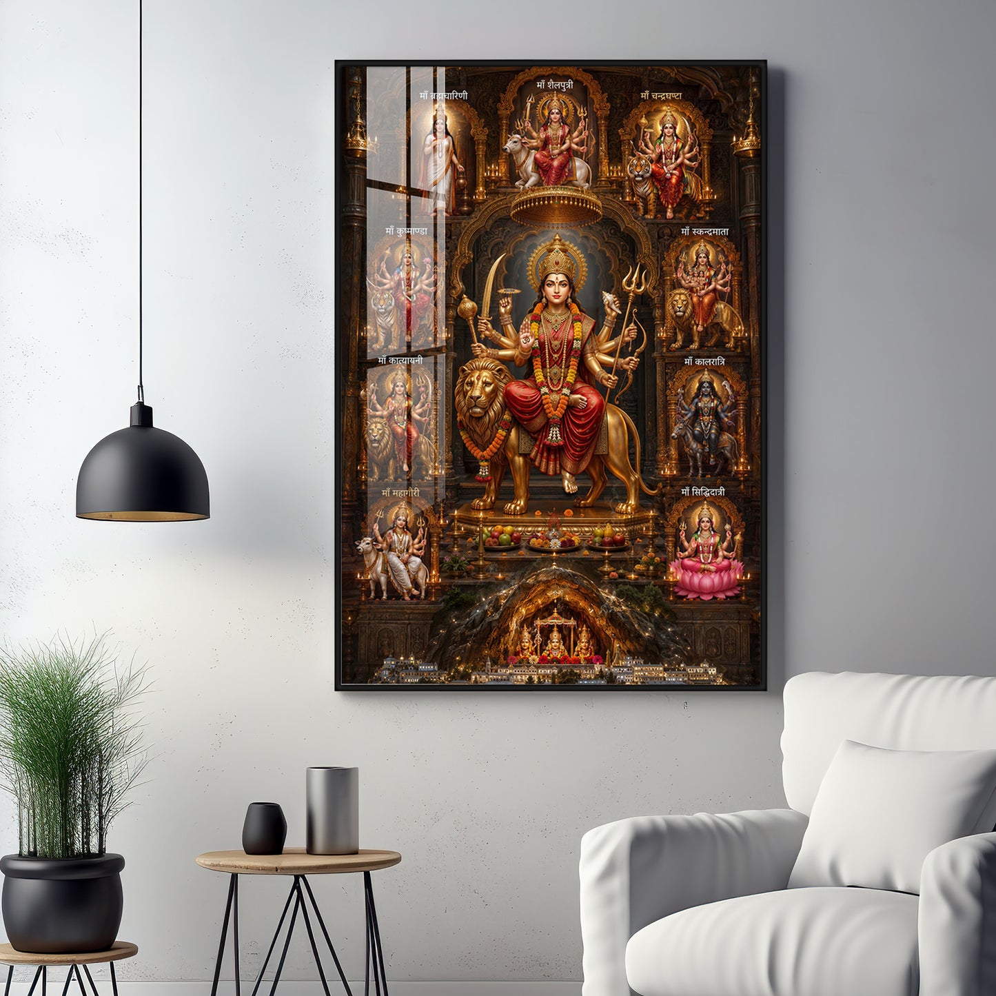 Goddess Navdurga Premium Acrylic Vertical Wall Art
