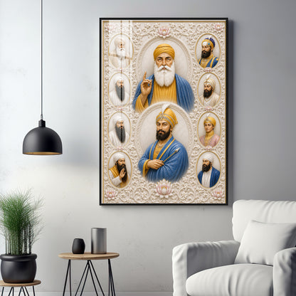 Divine 10 Gurus Premium Acrylic Vertical Wall Art
