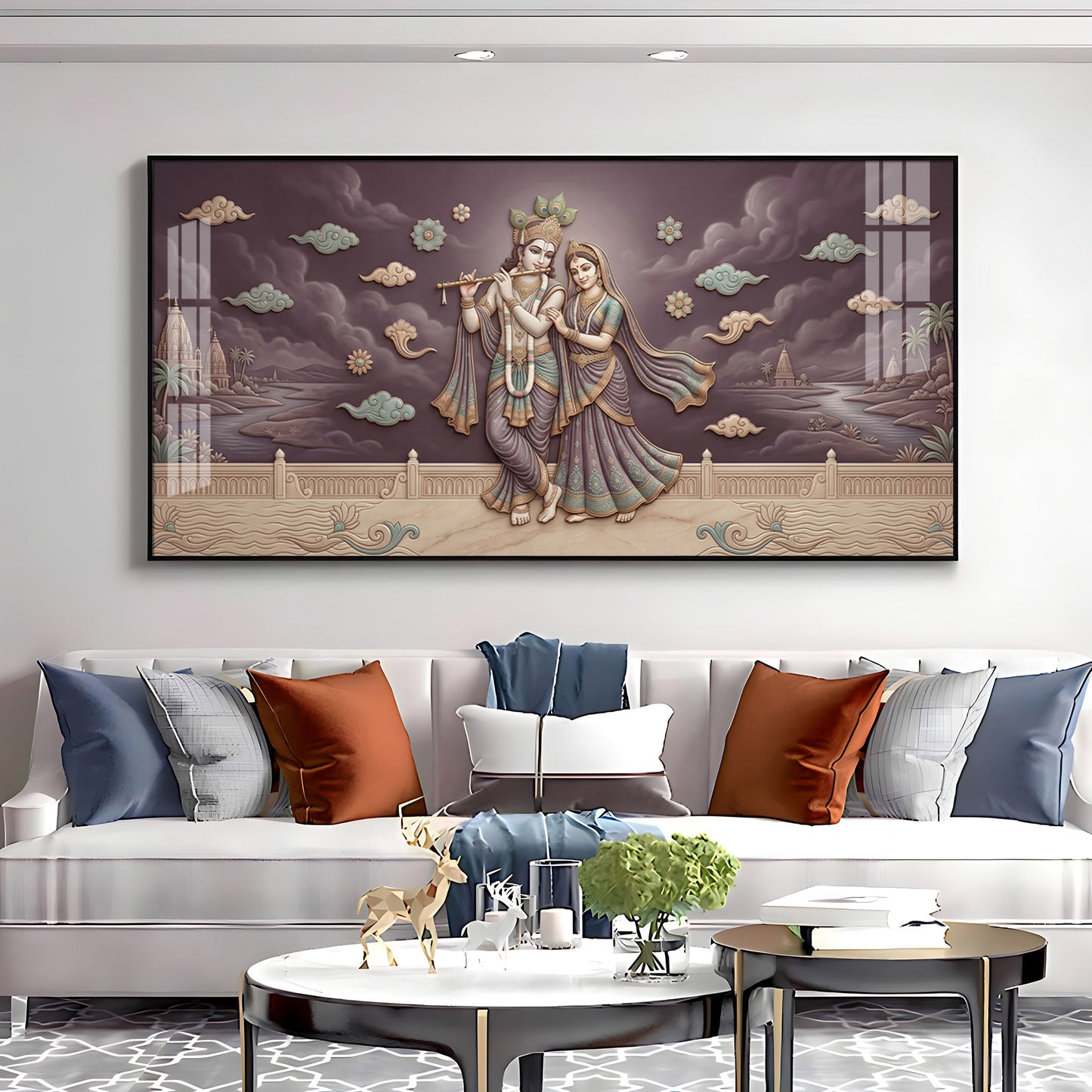 Hindu Deities Radha Krishna Premium Acrylic Horizontal Wall Art