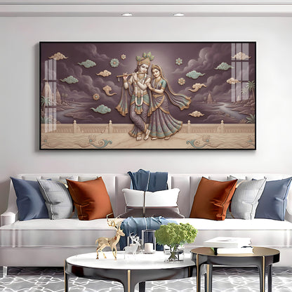 Hindu Deities Radha Krishna Premium Acrylic Horizontal Wall Art