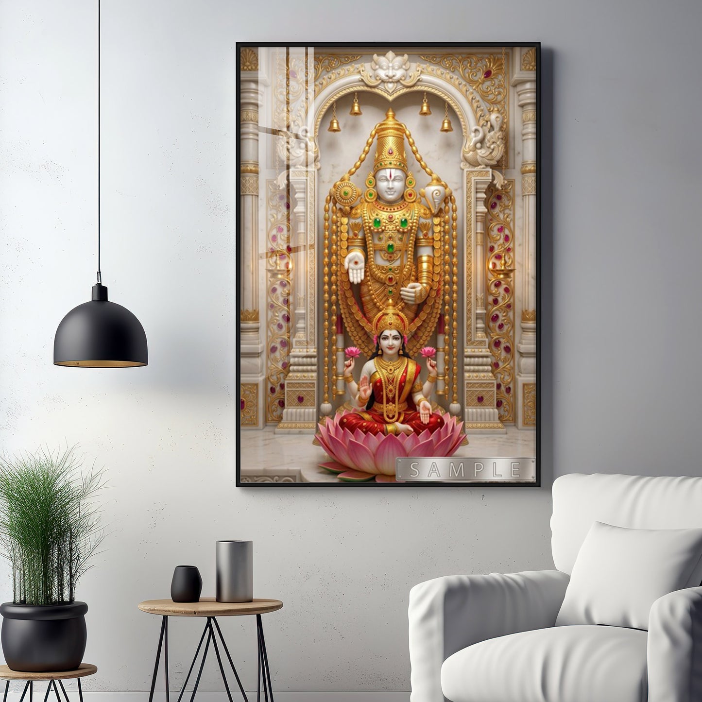 Tirupati Balaji With Devi Lakshmi Premium Acrylic Vertical Wall Art