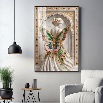 Woman With Butterfly Shaped Wings Premium Acrylic Vertical Wall Art