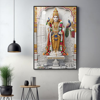 Divine Lord Subramanya Premium Acrylic Vertical Wall Art