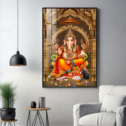 Lord Ganesha Ji Premium Acrylic Vertical Wall Art