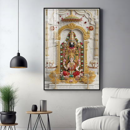 Goddess Lakshmi With Lord Venkateswara Premium Acrylic Vertical Wall Art