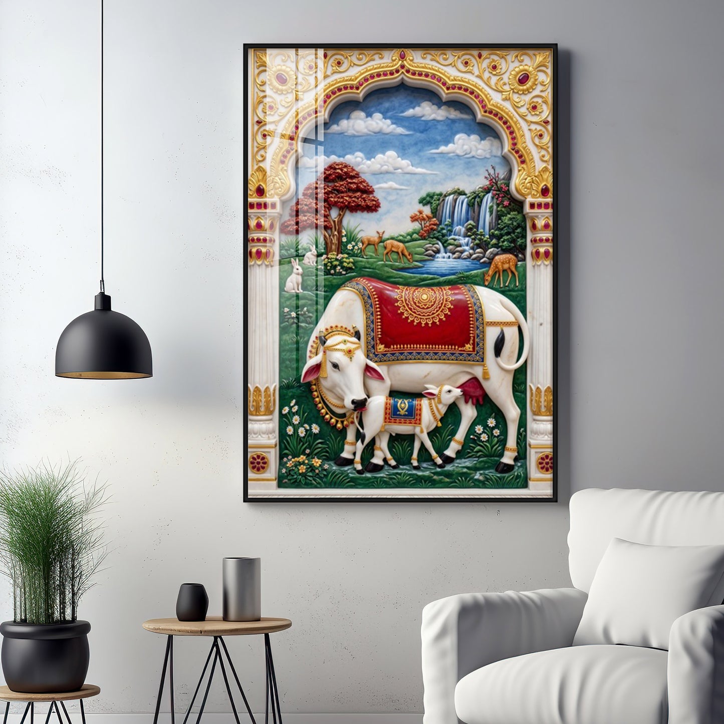 Kamdhenu Gomata Premium Acrylic Vertical Wall Art