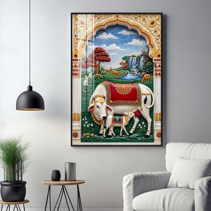 Kamdhenu Gomata Premium Acrylic Vertical Wall Art