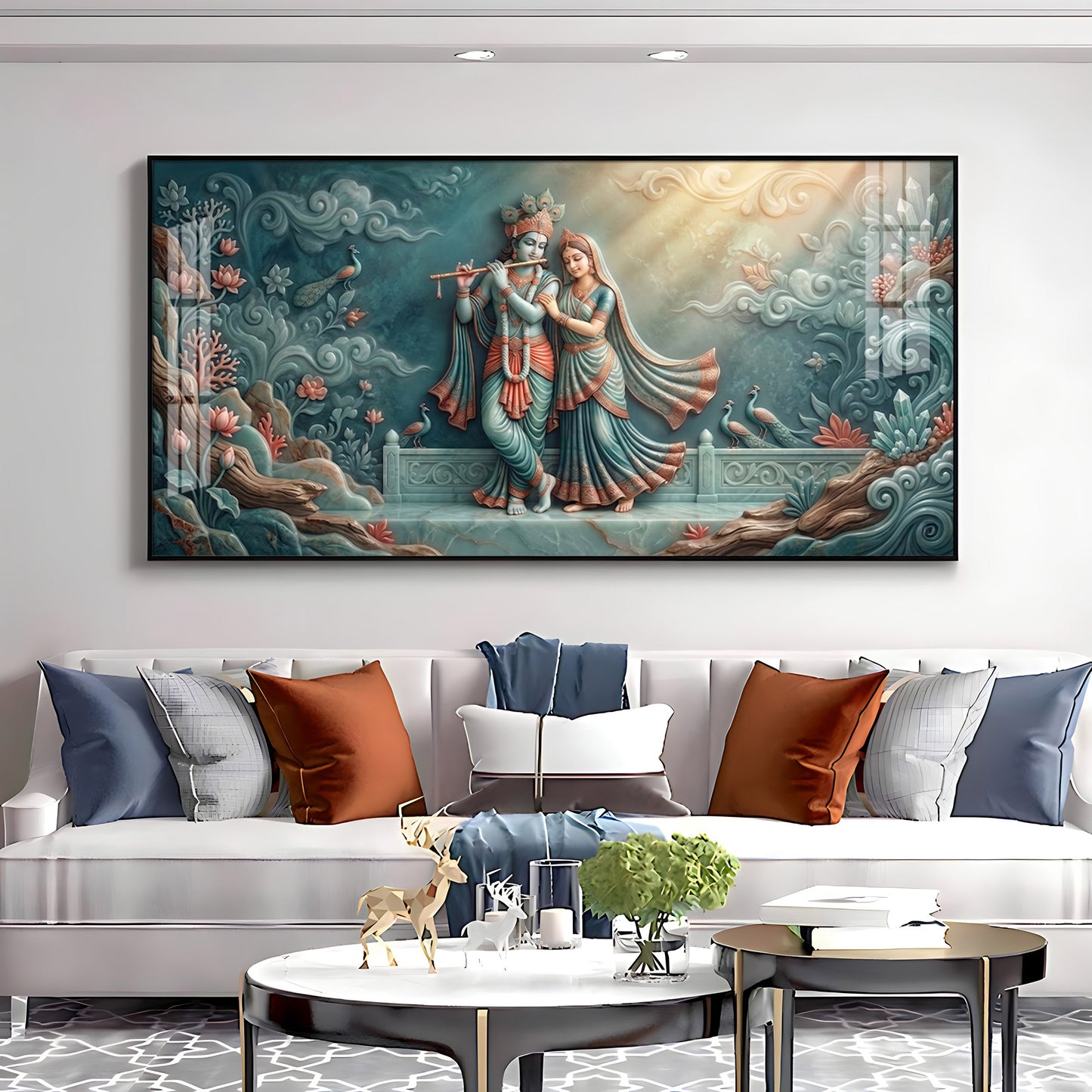 Hindu Deities Goddess Radha & Krishna Premium Acrylic Horizontal Wall Art