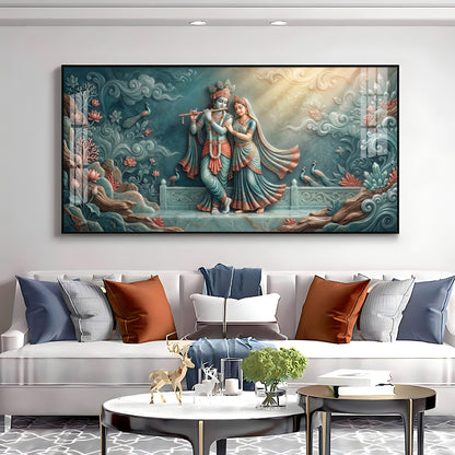 Hindu Deities Goddess Radha & Krishna Premium Acrylic Horizontal Wall Art