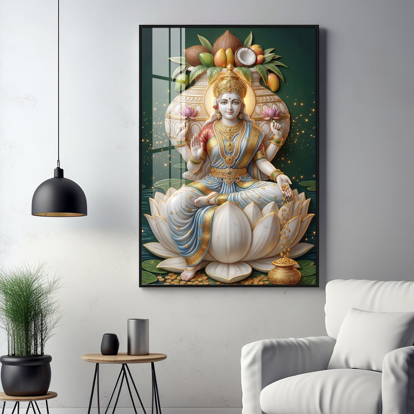 Hindu Goddess Lakshmi Premium Acrylic Vertical Wall Art