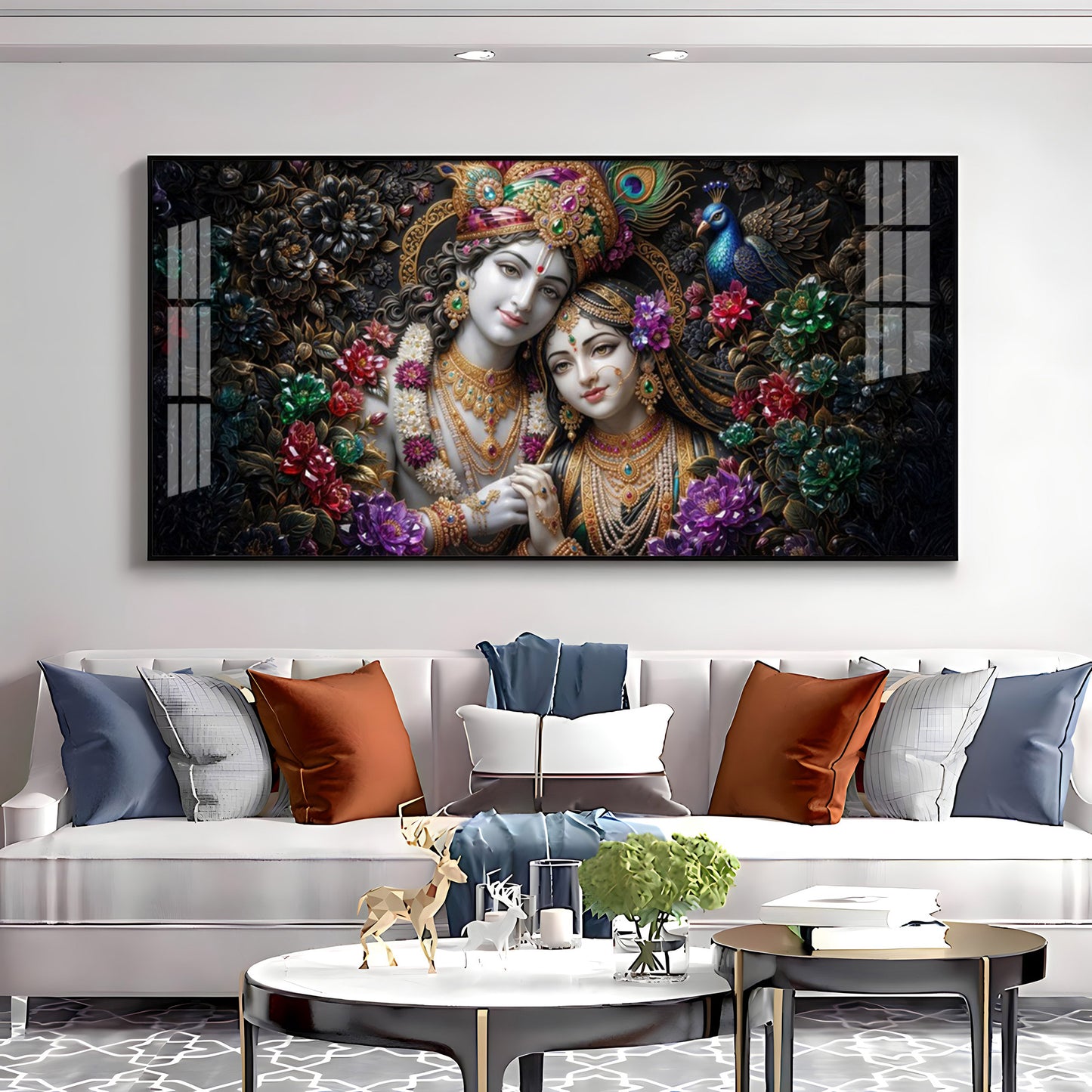 Beautiful Radha Krishna Love Premium Acrylic Horizontal Wall Art