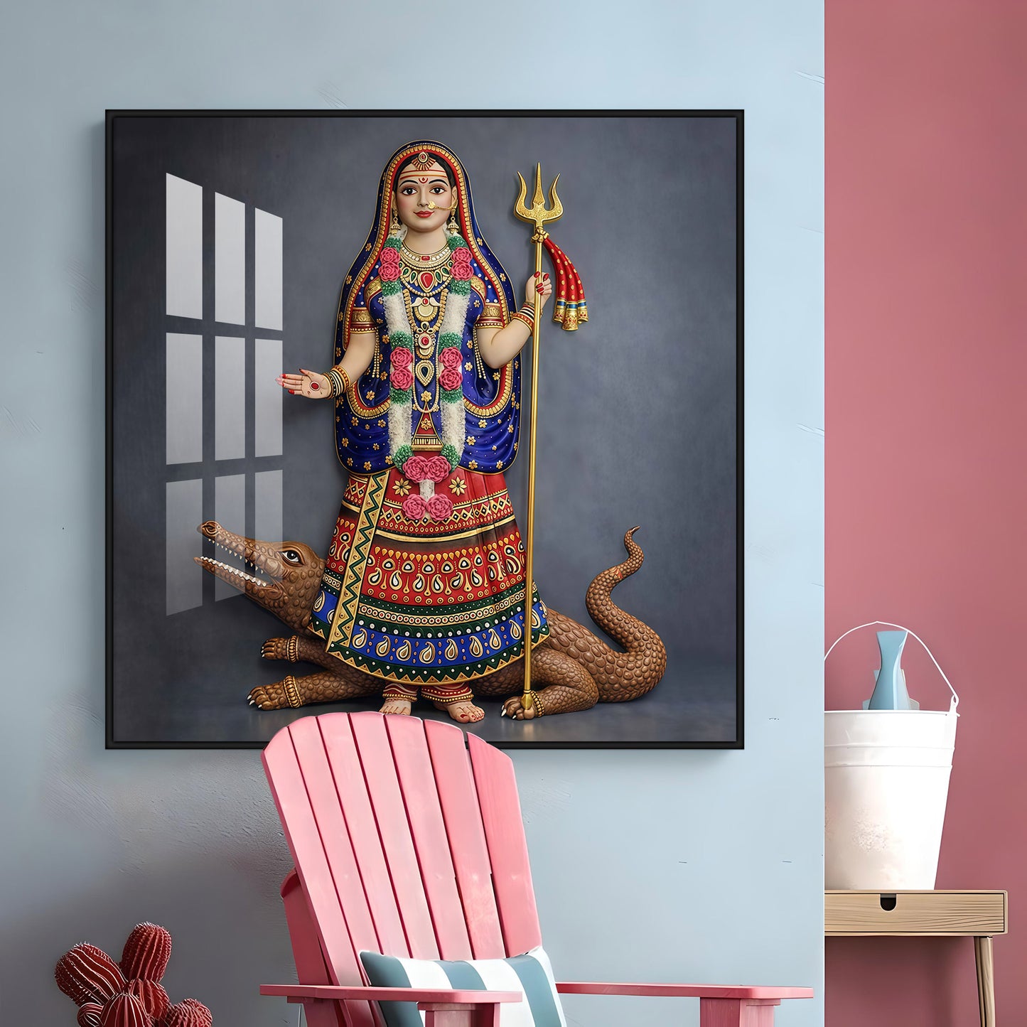 Goddess Khodiyar Maa Premium Acrylic Square Wall Art