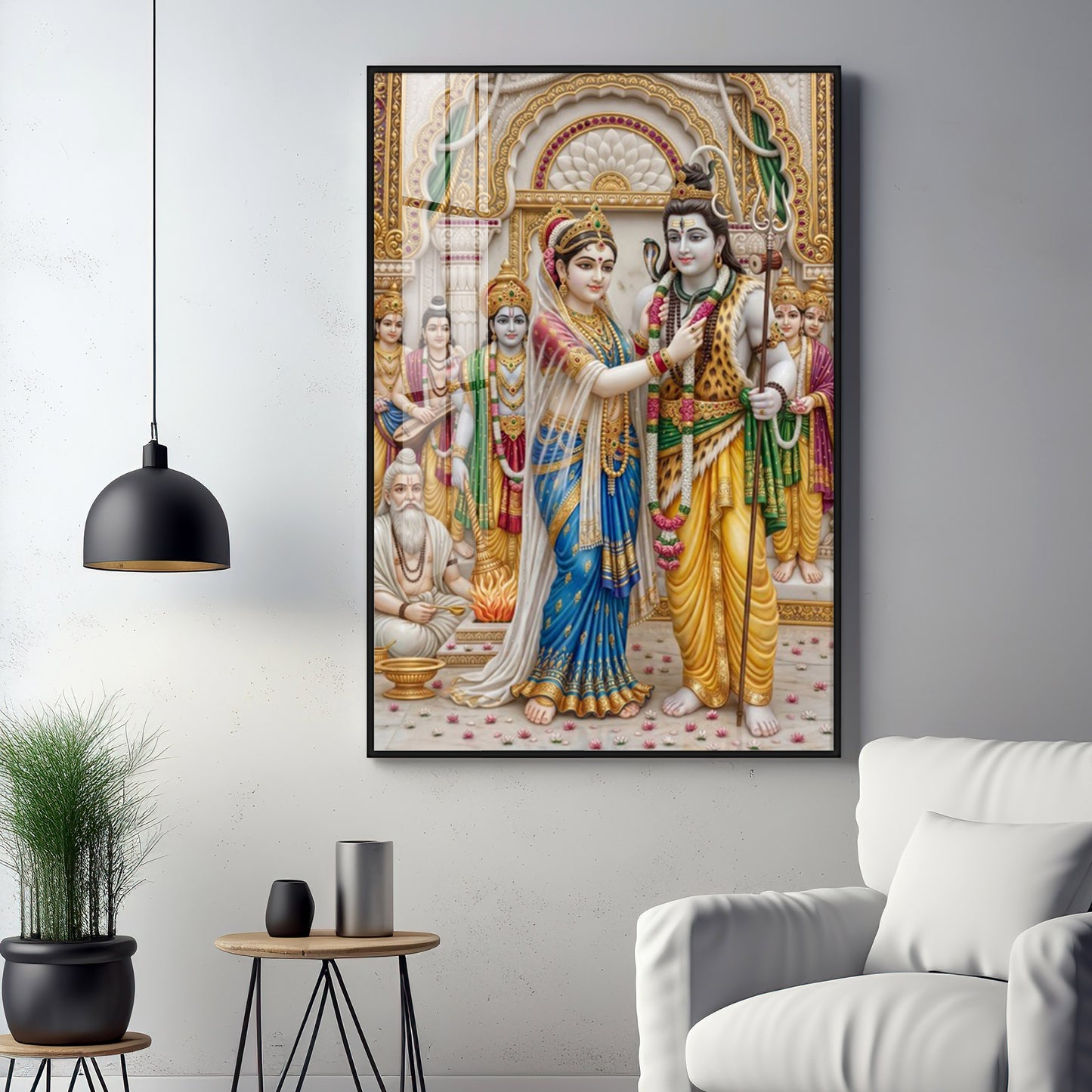 Lord Shiva Devi Parvati Marriage Ceremony Premium Acrylic Vertical Wall Art