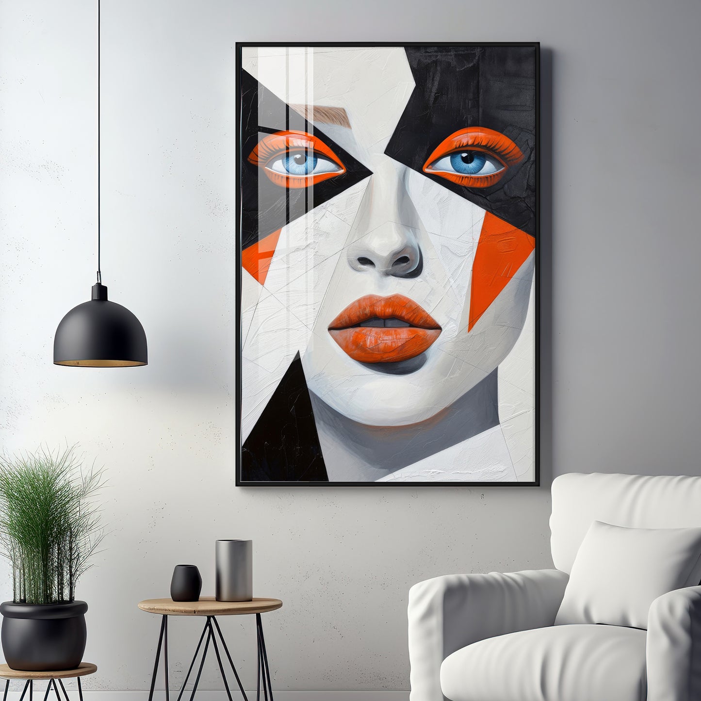 Woman With Orange Lips Premium Acrylic Vertical Wall Art