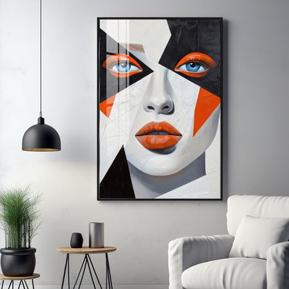 Woman With Orange Lips Premium Acrylic Vertical Wall Art