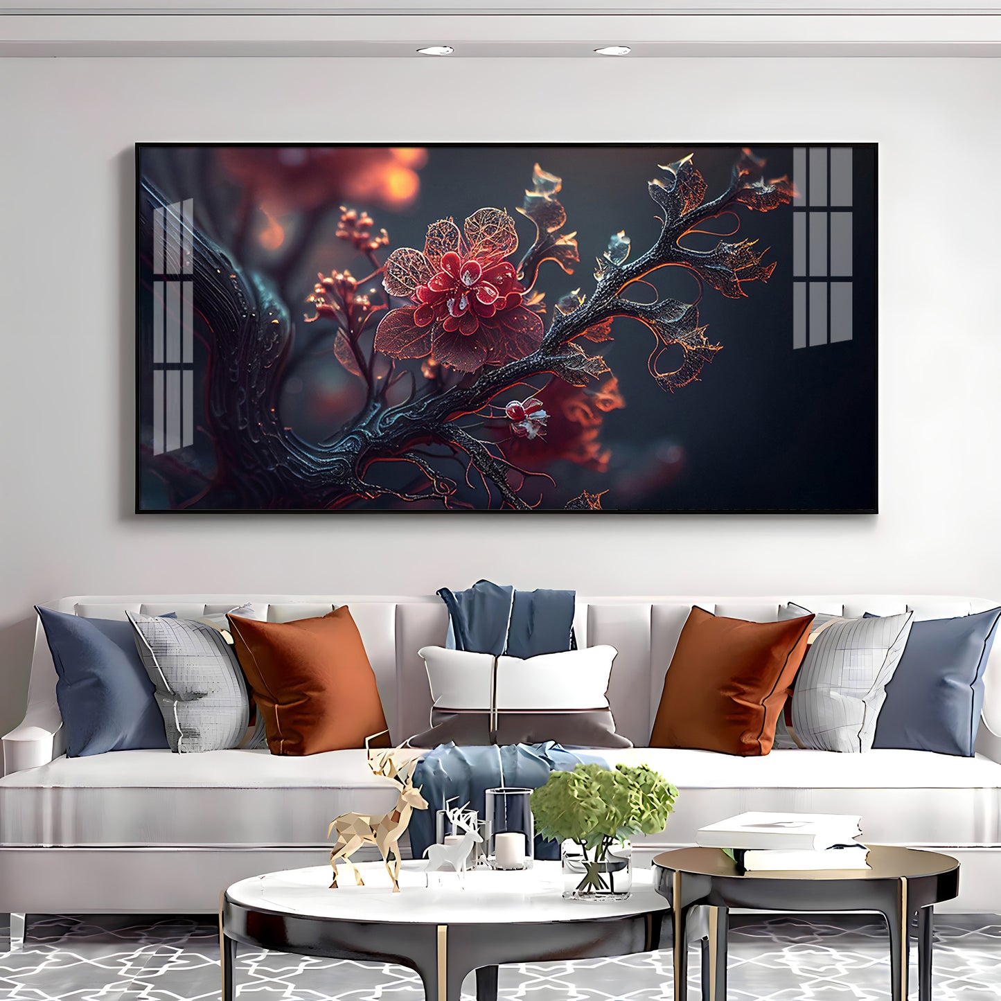 Binary Blossoms Premium Acrylic Horizontal Wall Art