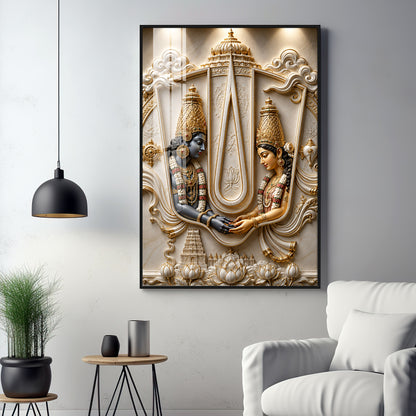 Lord Vishnu Shri Lakshmi Premium Acrylic Vertical Wall Art