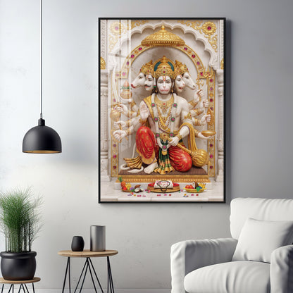 Peaceful Presence Of Hanuman Ji Premium Acrylic Vertical Wall Art