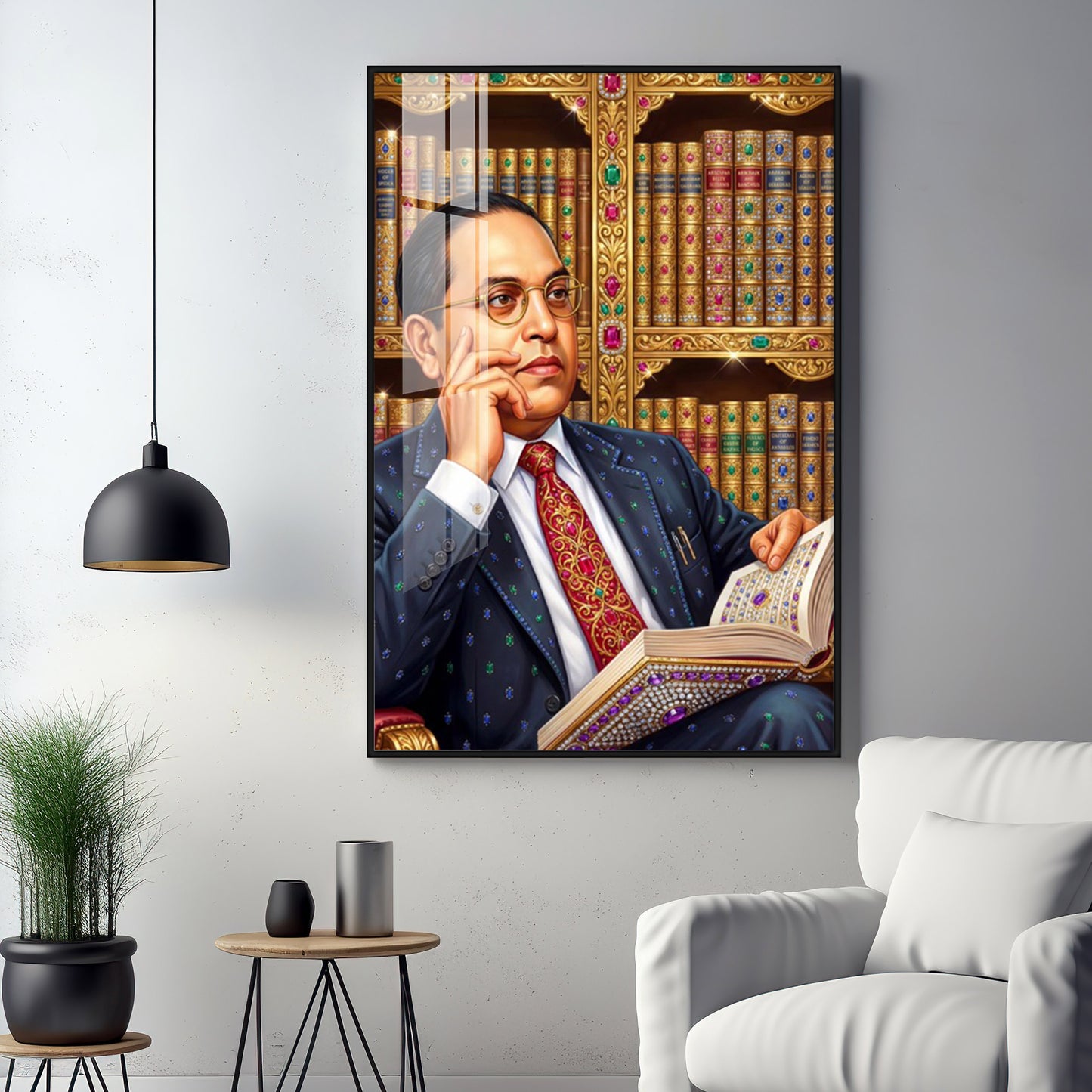 Babasaheb With Indian Constitution Premium Acrylic Vertical Wall Art