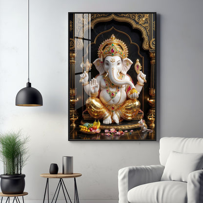 Hindu Lord Ganesh Ji Premium Acrylic Vertical Wall Art