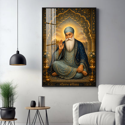 Guru Nanak Dev Ji Divine Blessing Premium Acrylic Vertical Wall Art