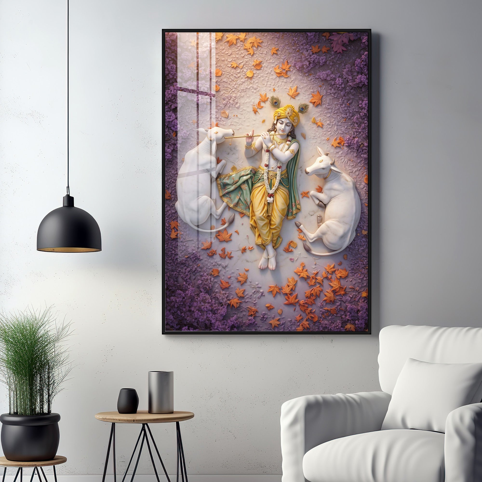 Lord Krishna Kripa Premium Acrylic Vertical Wall Art