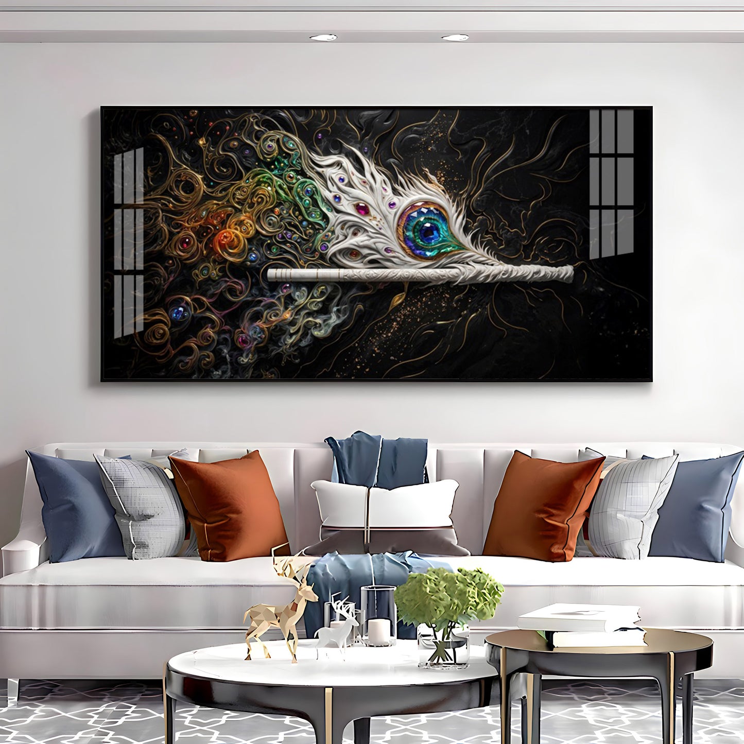 Colorful Breeze White Flute Premium Acrylic Horizontal Wall Art