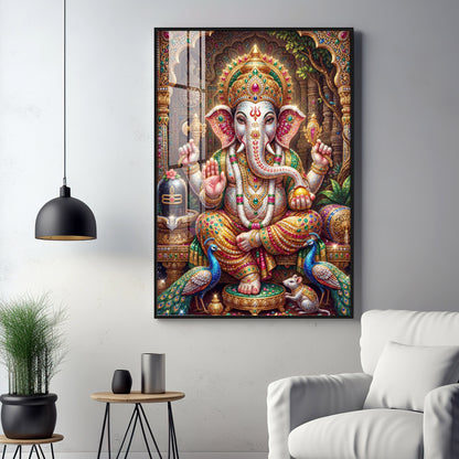 Hindu God Ganpati Ji Premium Acrylic Vertical Wall Art