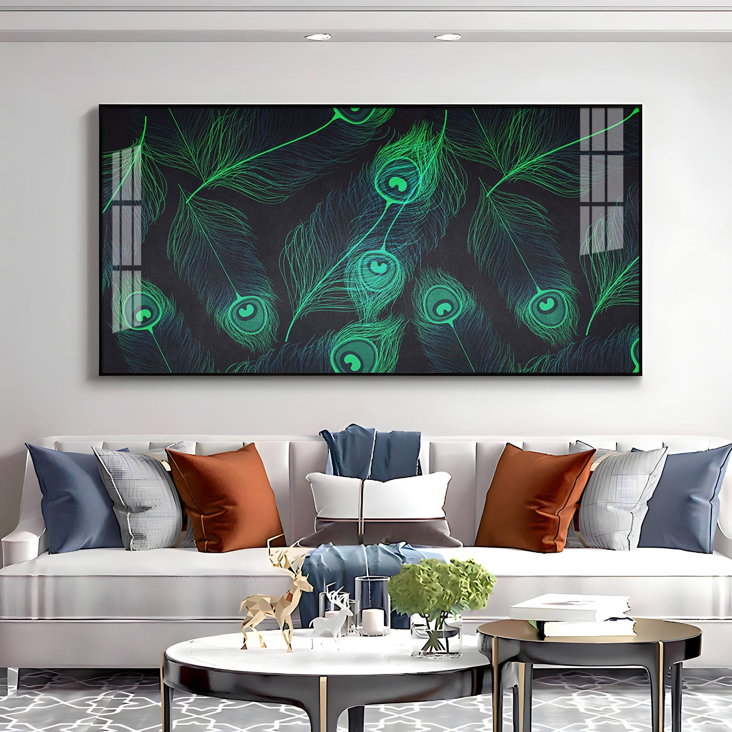Peacock Feather Premium Acrylic Horizontal Wall Art