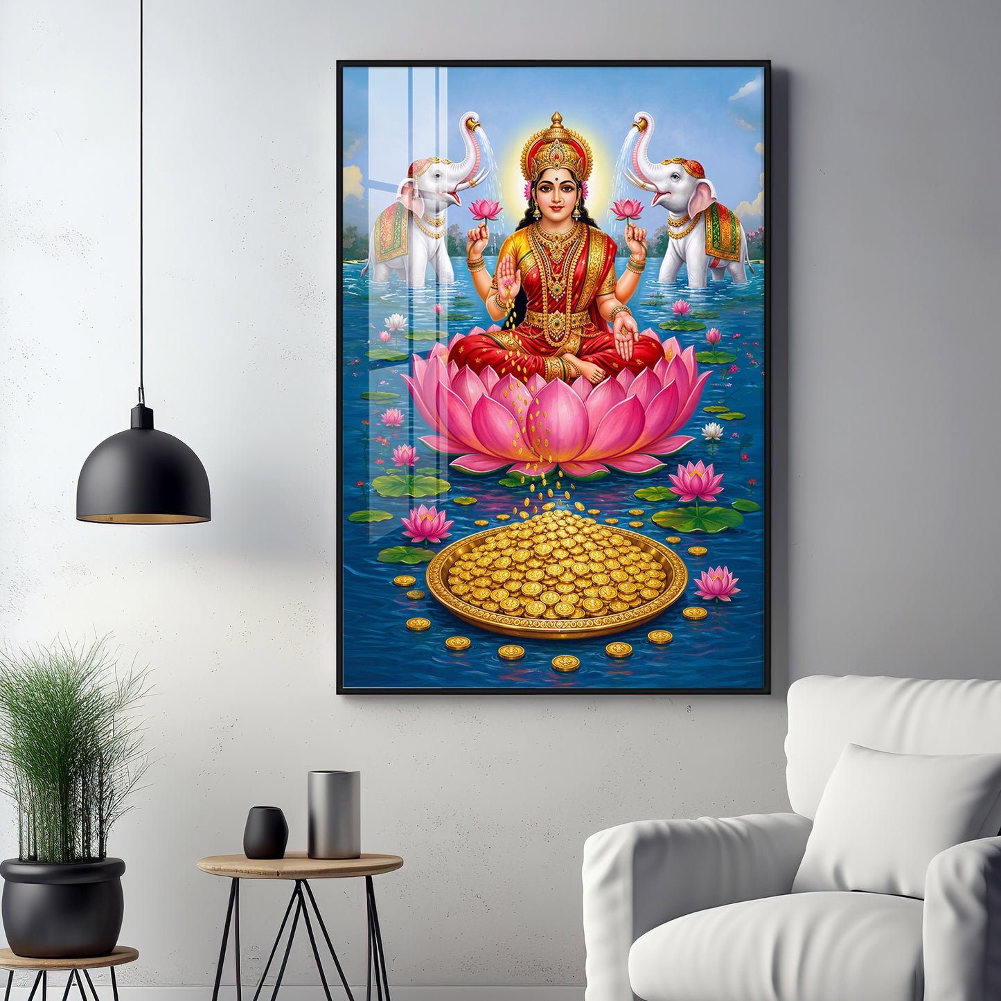 Goddess Lakshmi Devi Premium Acrylic Vertical Wall Art