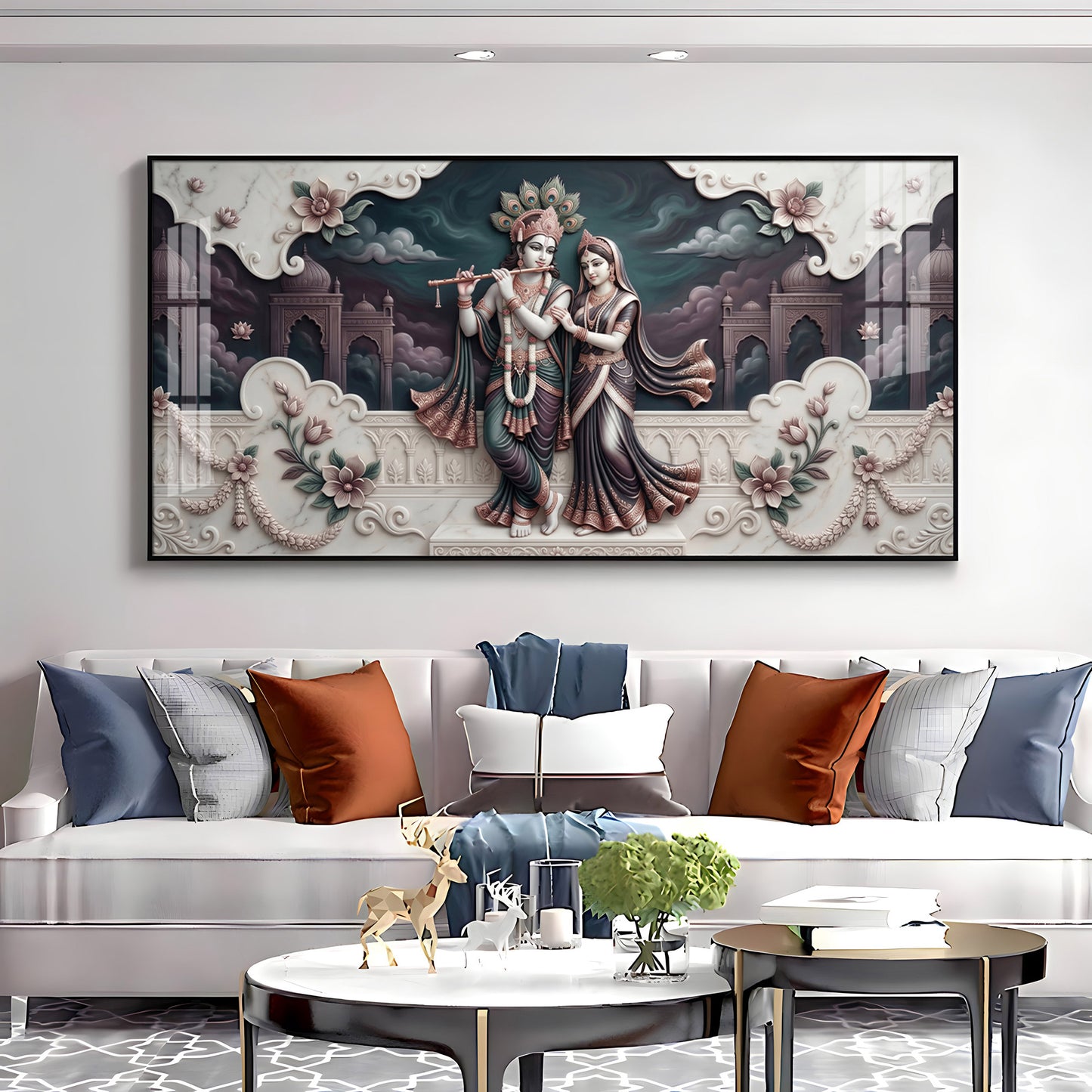 Divine Love Radha Krishna Premium Acrylic Horizontal Wall Art
