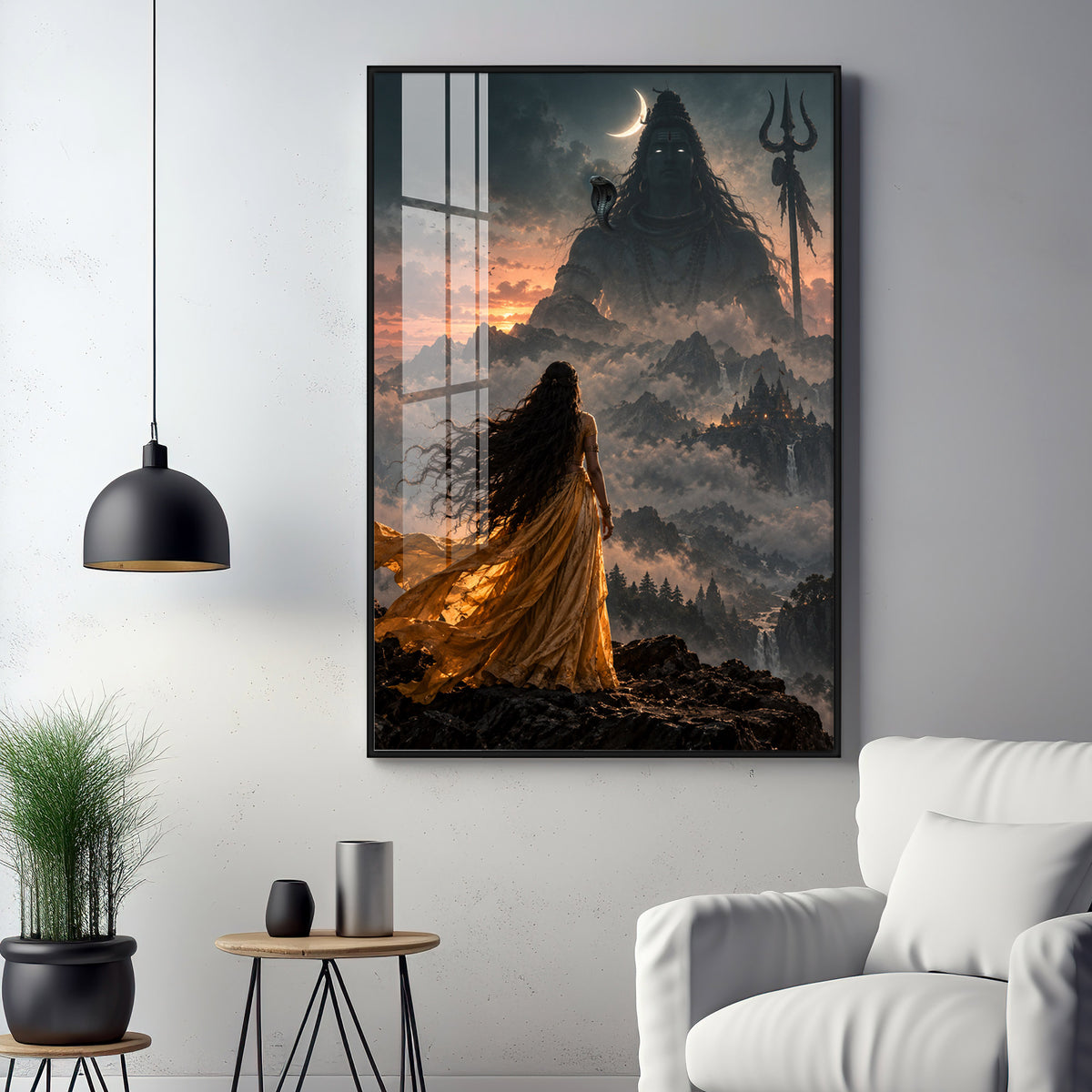 Parvati Looking At Shiva Premium Acrylic Vertical Wall Art