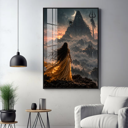 Parvati Looking At Shiva Premium Acrylic Vertical Wall Art