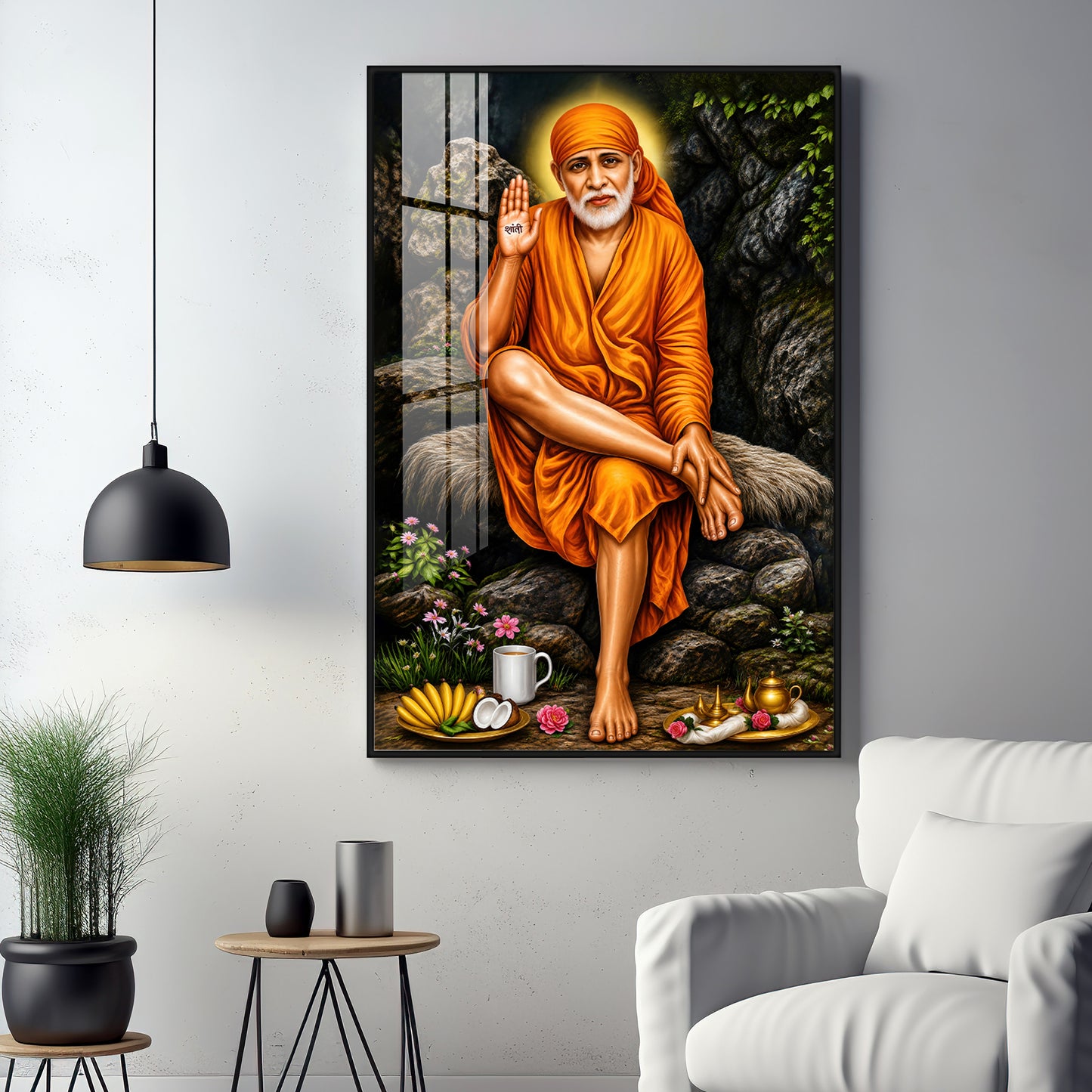 Sri Sai in Tranquil Premium Vertical Acrylic Wall Art