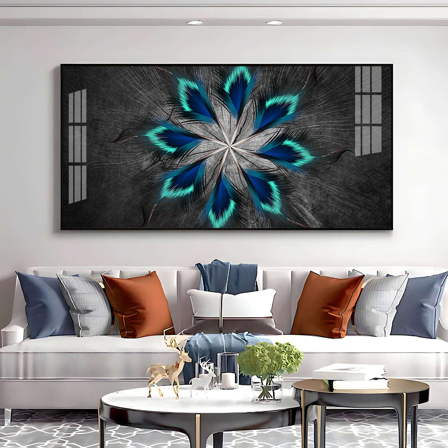 Stylish Modern Feather Premium Acrylic Horizontal Wall Art