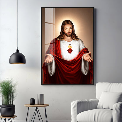 Jesus Christ With The Sacred Heart Premium Acrylic Vertical Wall Art