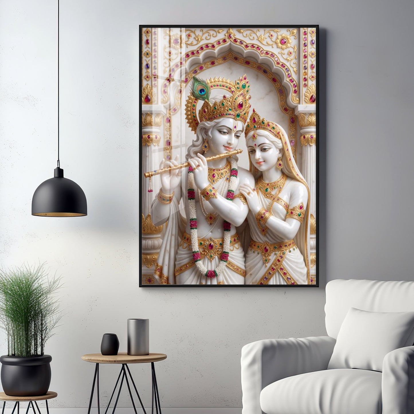 Radiant Radha krishna Idol Premium Acrylic Vertical Wall Art