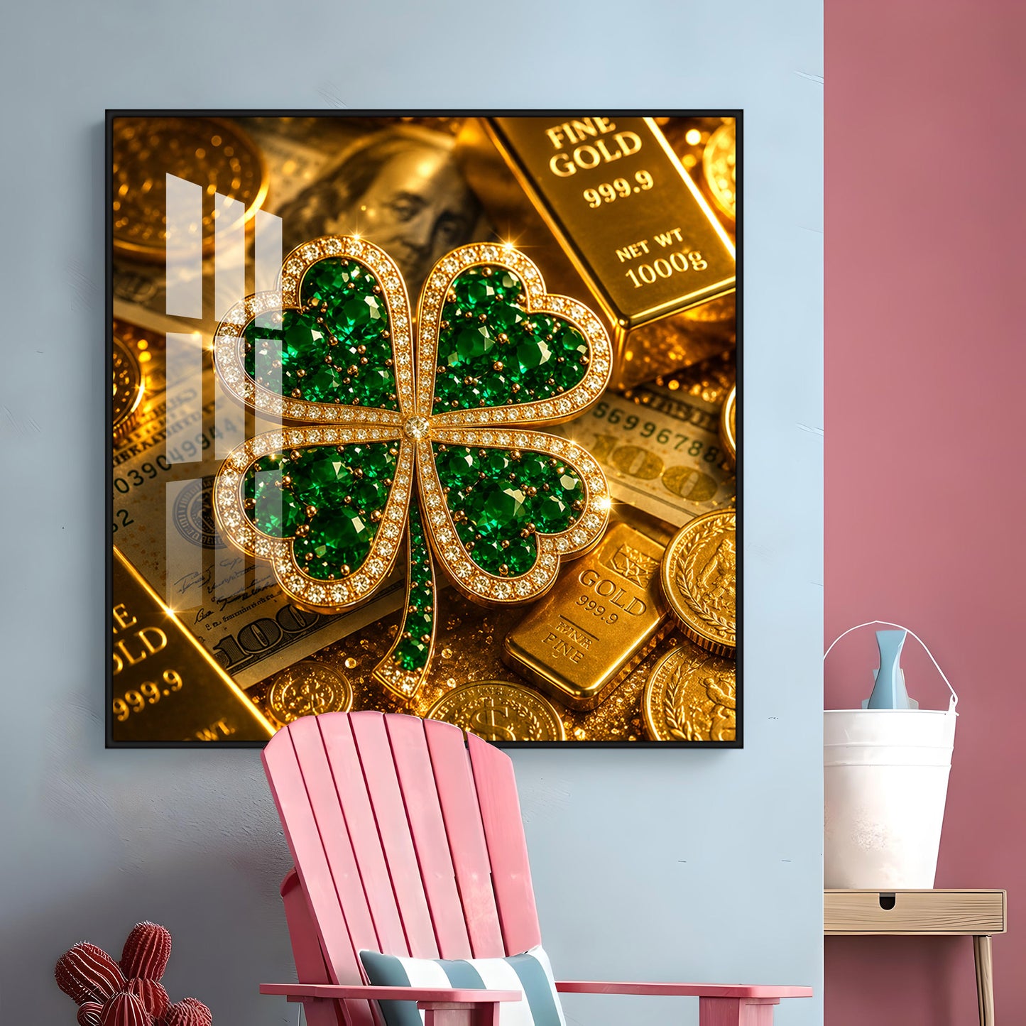Green Gemstone Premium Acrylic Square Wall Art