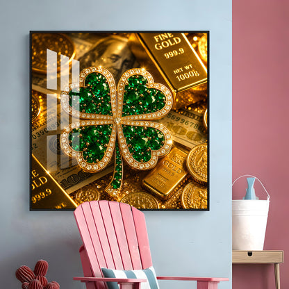Green Gemstone Premium Acrylic Square Wall Art