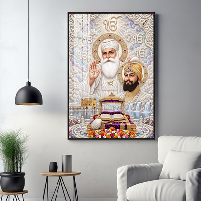 Guru Nanak Dev Ji & Guru Gobind Singh Ji Premium Acrylic Vertical Wall Art