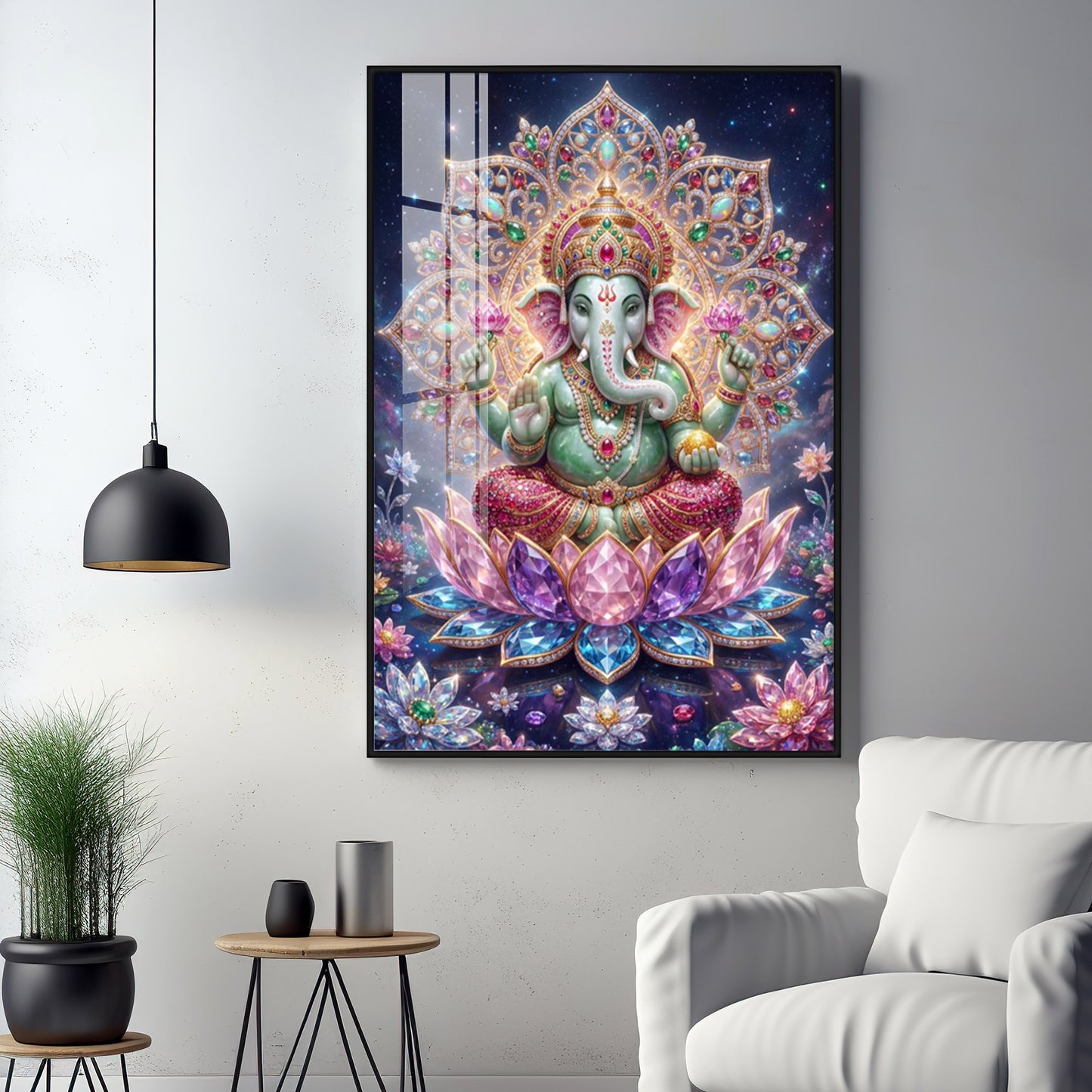 Colourful Lord Ganesha Premium Acrylic Vertical Wall Art