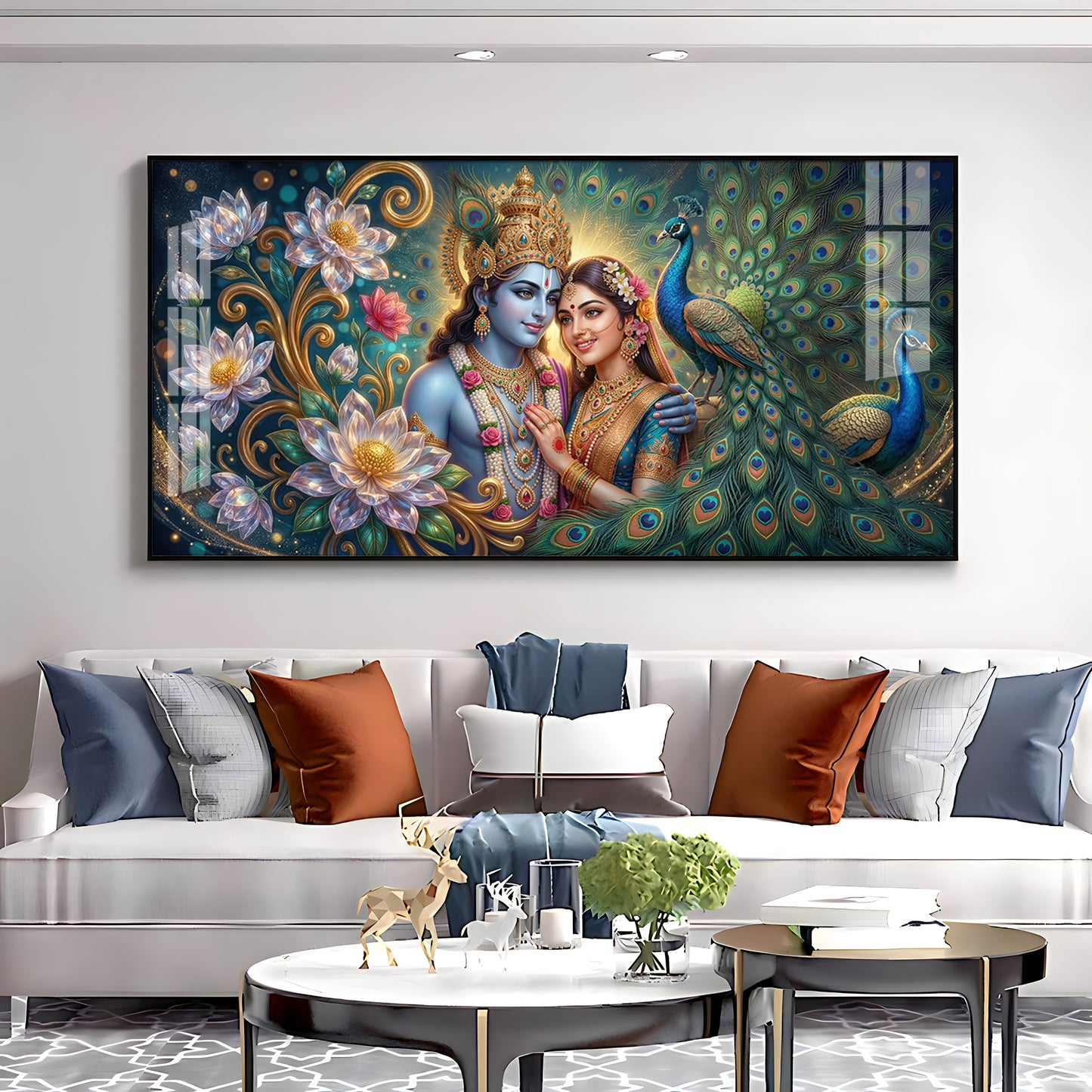 Shri Radhe Krishna Bhagwan Premium Acrylic Horizontal Wall Art