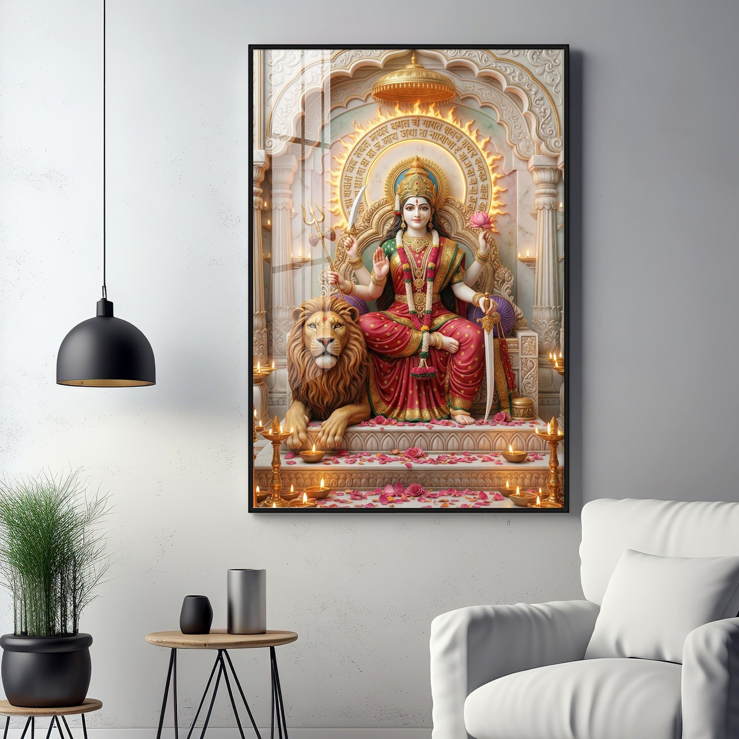 Maa Durga Premium Acrylic Vertical Wall Art