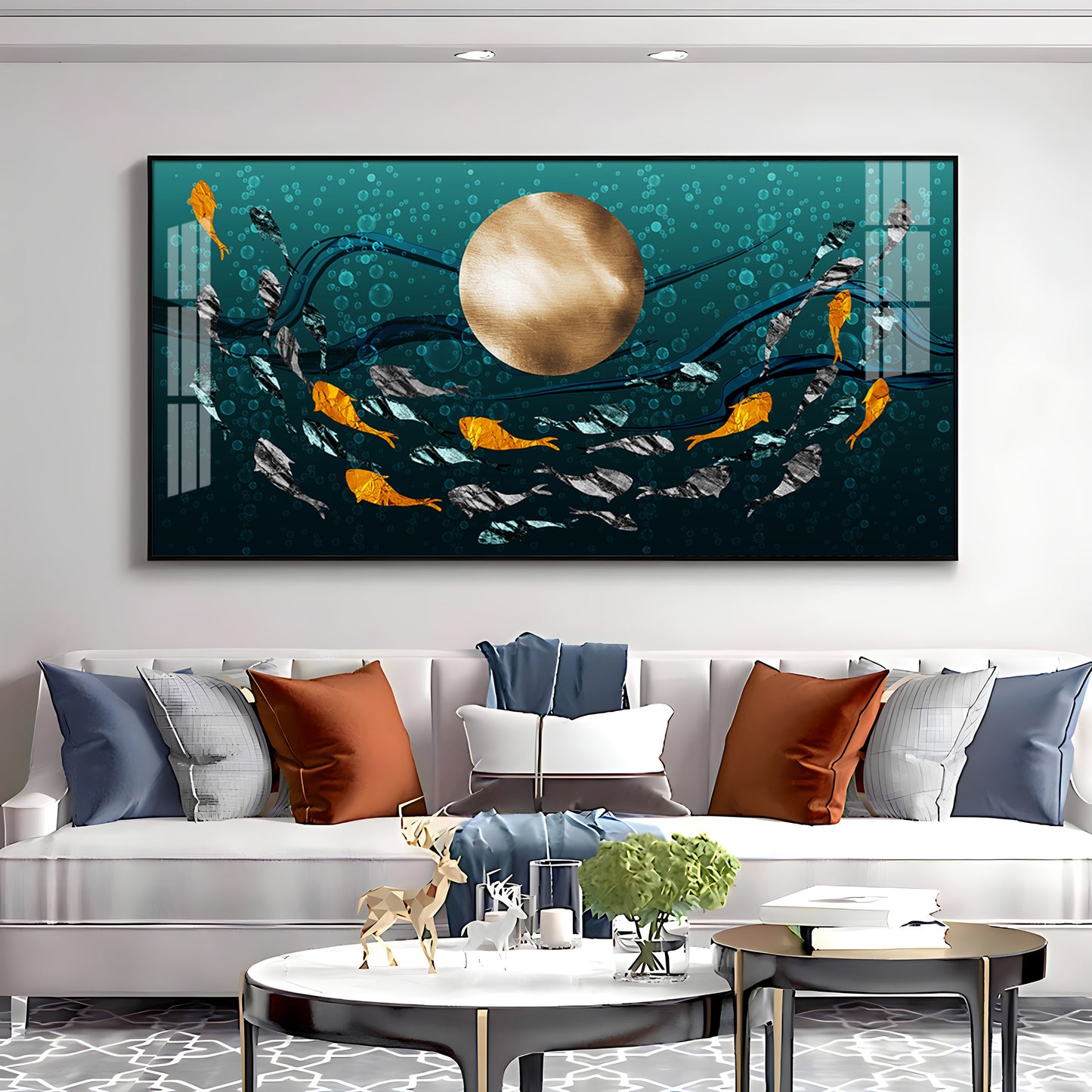 Golden Koi Fish Premium Acrylic Horizontal Wall Art
