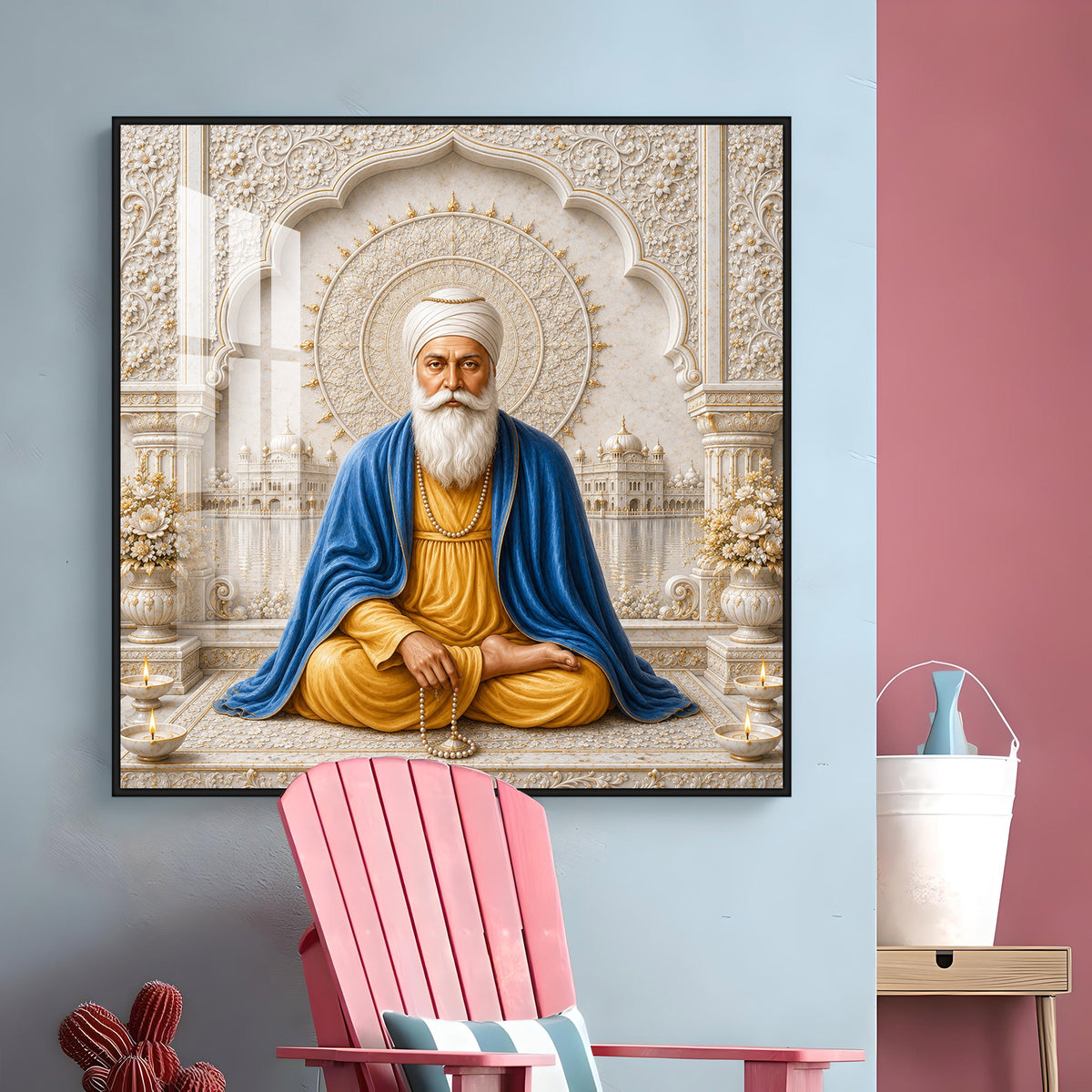 Guru Nanak Devji Sacred Premium Acrylic Square Wall Art