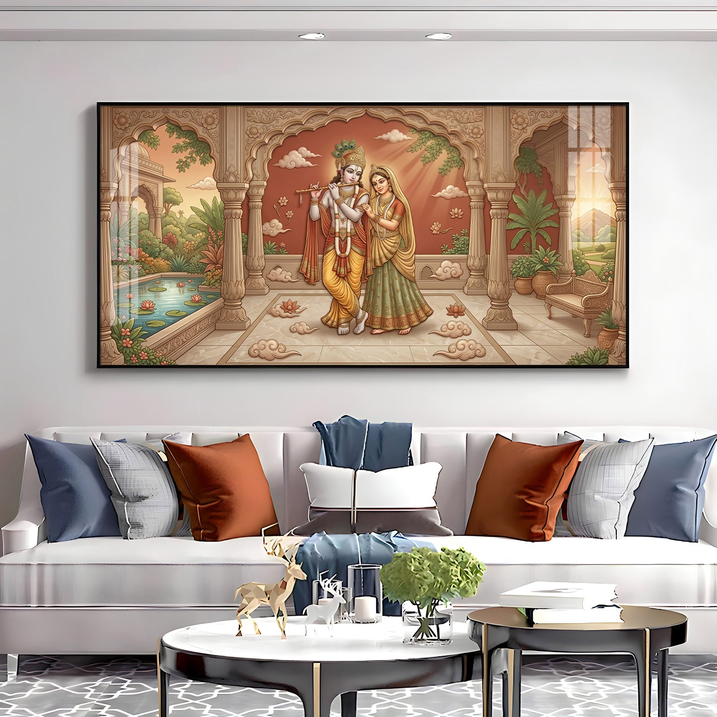 Divine Eternal Love Of Radha Krishna Premium Acrylic Horizontal Wall Art