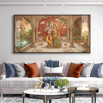 Divine Eternal Love Of Radha Krishna Premium Acrylic Horizontal Wall Art